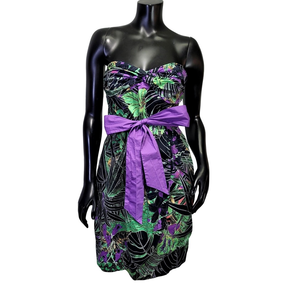 Edme & Esyllte Anthropologie Tropical Floral Strapless‎ Mini Dress Size 10P